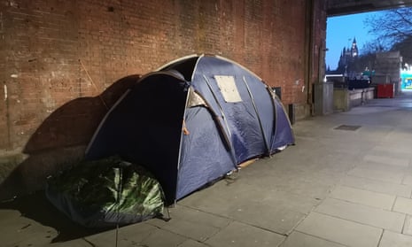 Homeless person's tent in London
