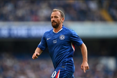 Jody Morris in action for Chelsea Legends against their Liverpool counterparts this month.