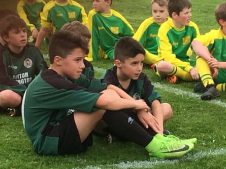 James (left) and Luca Scanlon when they last played together at Sutton Bollington Primary School