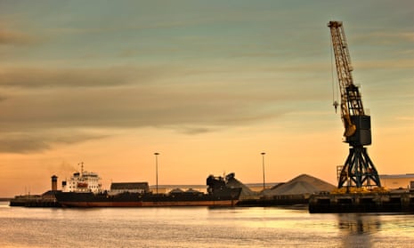 Sunderland, England; Crane at a shipping dock