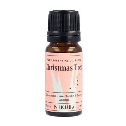 A bottle of Nikura Christmas Tree Essential Oil Blend