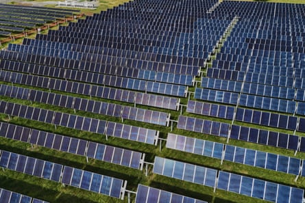 Solar panels covering a field