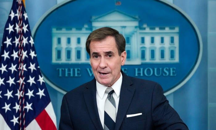 John Kirby addresses reporters at the White House on Tuesday.