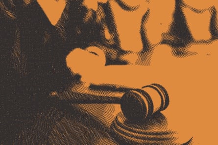 gavel in stylized black and orange image