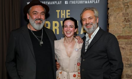 Jez Butterworth, Laura Donnelly and Sam Mendes after the play’s press night in June.