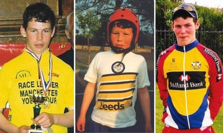 Mark Cavendish after winning the Manchester Youth Tour in 1998, during his first racing outing at the National Sports Centre in Douglas, Isle of Man and at the Merseyside Championships in 2000.