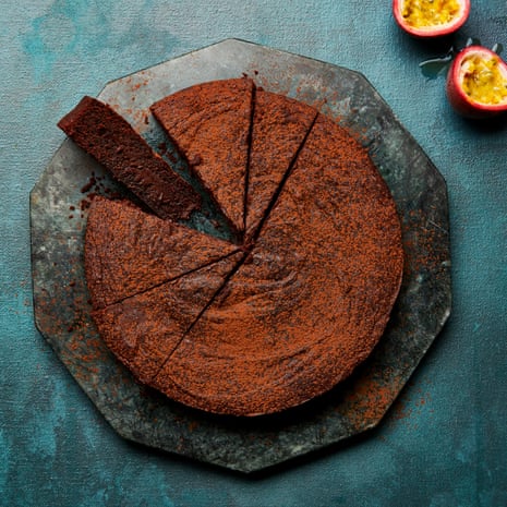 Meera Sodha’s chocolate, olive oil and passion fruit cake.