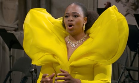 The South African soprano Pretty Yende sings at King Charles III’s coronation ceremony