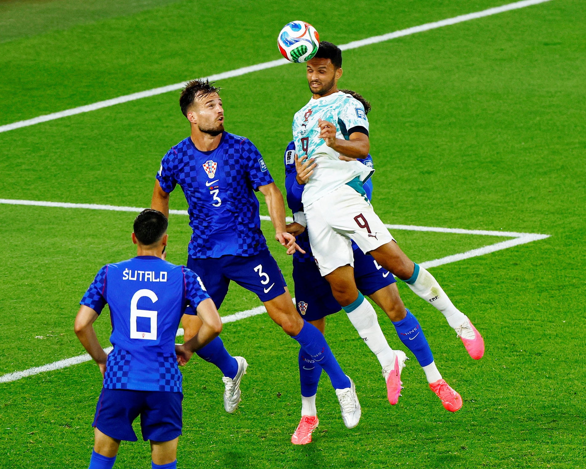 Gonçalo Ramos’s goal lifted Portugal over Croatia for a place in the World Cup last 16. Photograph: Jeenah Moon/Reuters