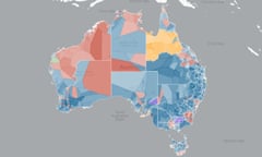 Map of the Australian election showing booth-by-booth results of who won in that area