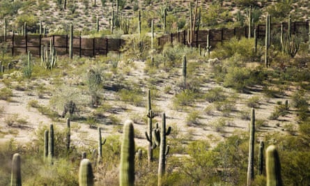 Existing border fence at Organ Pipe Cactus national monument near Lukeville, Arizona, on 16 February 2017, on the US-Mexico border.