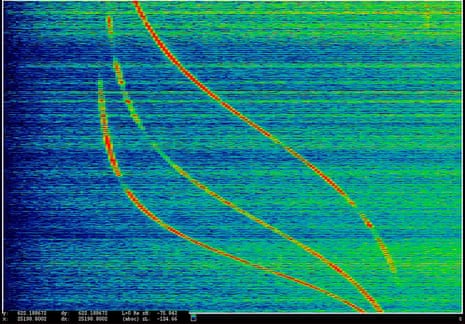 Laura Poitras’s ANARCHIST: Data Feed with Doppler Tracks from a Satellite (Intercepted May 27, 2009), 2016.