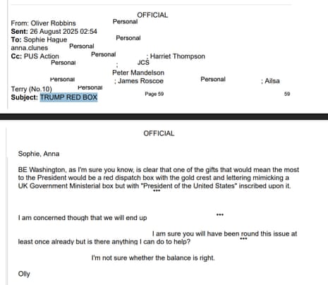 Olly Robbins' email