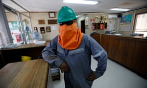 A worker stays inside an office of Rockwood lithium plant on the Atacama salt flat of northern Chile, January 8, 2013.