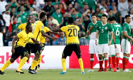 Kemar Lawrence (20) celebrates his winner against Mexico