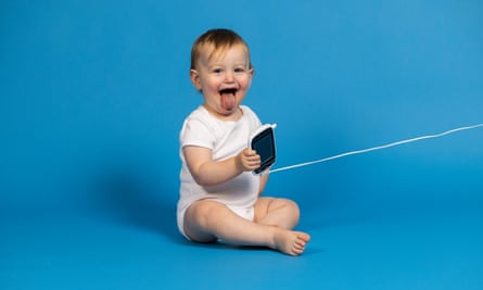 baby with electronic monitor