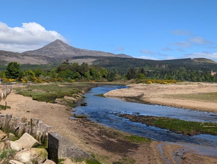 A view of Brodick Bay with Goat Fell in backdrop.