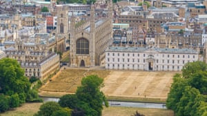 The parched lawns of King’s College at the University of Cambridge