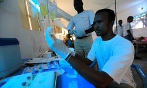 Medical workers in eastern Sudan.