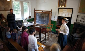 Reenactment of historical everyday life in a school at Blists Hill Victorian Town Museum, The Iron Gorge Museums