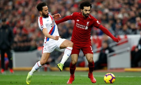 It was against Crystal Palace that Mohamed Salah (right) won a penalty but was accused of diving.