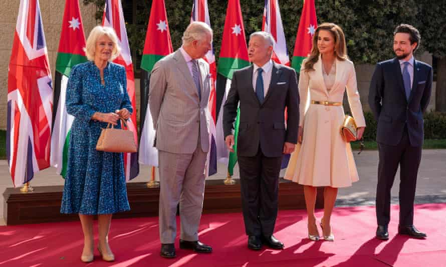 Prince Charles and Camilla, Duchess of Cornwall, with King Abdullah, Queen Rania and Crown Prince Hussein at Al Husseiniya Palace in Amman, Jordan in November.