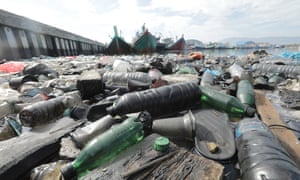 Plastic pollution near the traditional fishing port in Lam Pulo, Banda Aceh, Indonesia.