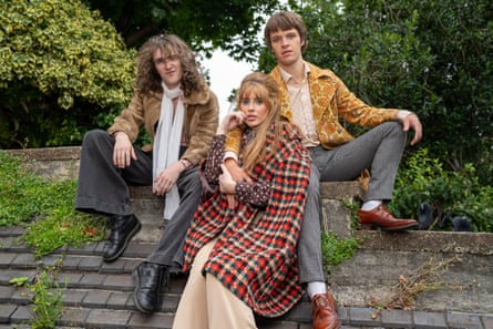 No standard courtroom drama … Brenock O’Connor as Richards, Emer McDaid as Marianne Faithfull and Jasper Talbot as Jagger.