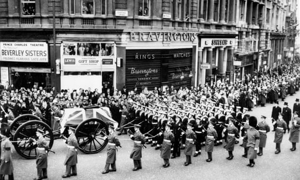 Winston Churchill’s funeral cortege in London, in 1965.