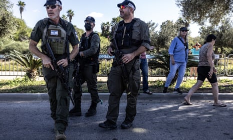 Officials take security measures after a drone, launched from Lebanon, struck the residence of Benjamin Netanyahu in Caesarea.