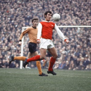 In action beating Wolves at Highbury, December 1970.