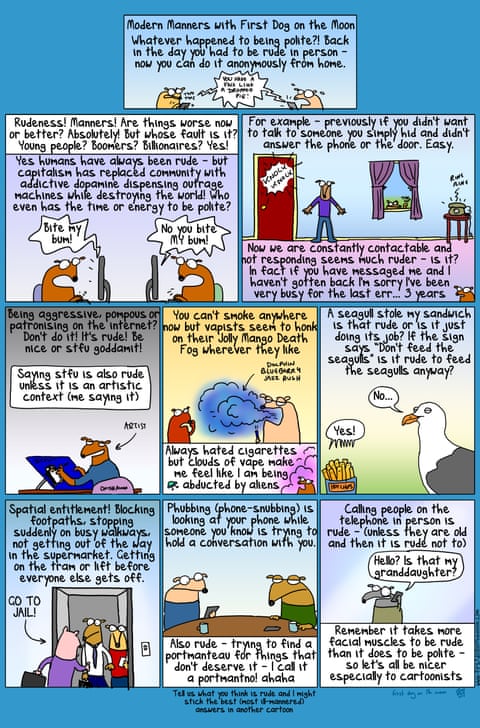 First dog on the new rude, panel 1