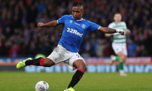 Alfredo Morelos’s efforts to end his scoring duck for Rangers against Celtic were thwarted by Fraser Forster who made a string of saves against him.