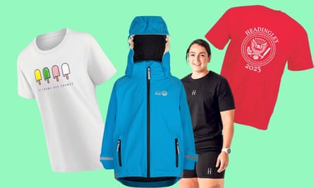 Fanatics’ Tour de France Femmes a women’s T-shirt, Spotty Otters’ waterproof and thermally insulated Patrol jacket for kids, looseheadz’s core T-shirt and punk cricket’s Ramones-styled T-shirt celebrating England’s Ashes performance at Headingley.