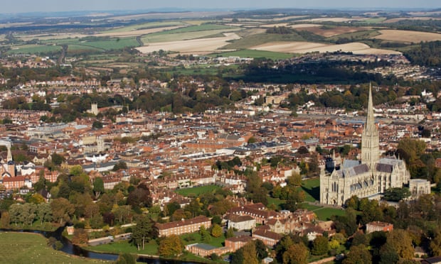 An aerial shot of Salisbury, Wiltshire