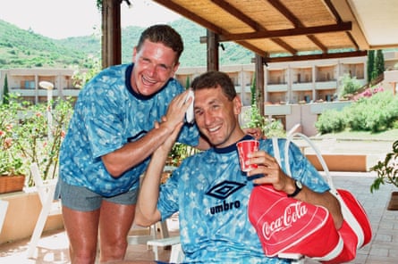 Paul Gascoigne and Terry Butcher in the England camp