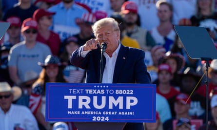 Donald Trump speaks during a 2024 election campaign rally in Waco, Texas, on 25 March.