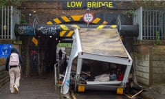 A lorry hits a railway bridge near Burnham Station