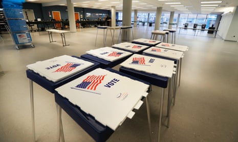 Unused voting stations are taken down in Cleveland after Ohio halted its primary election.
