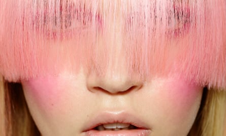 woman with pink fringe