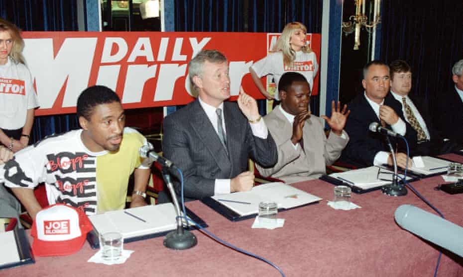 Michael Watson, promoter Barry Hearn and Chris Eubank, May 1991