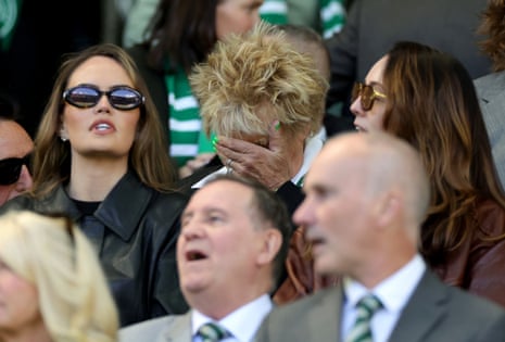 Rod Stewart (centre) in the stands