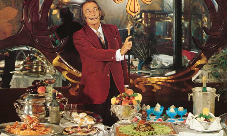 Salvador Dalí and a table of food