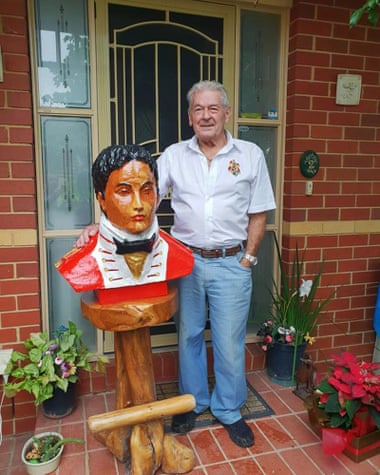 Max Macalister with a bust of Lachlan Macalister