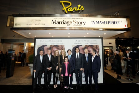 The cast and crew of Marriage Story at the New York premiere at The Paris Theater.