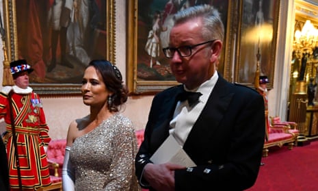 Michael Gove pictured with Stephanie Grisham, Melania Trump’s press secretary, during a state banquet on day one of the Donald Trump’s state visit to the UK