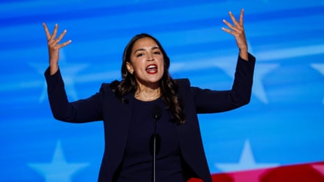 Alexandria Ocasio-Cortez offers spirited attack on Donald Trump at DNC – video 