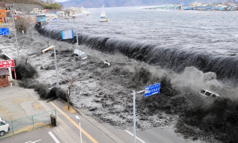 A tsunami floods the city of Miyako, Japan, after an earthquake in March 2011.