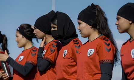 Members of the Afghanistan women’s football team in Melbourne.