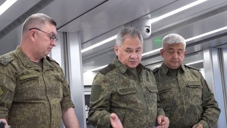 Russian defence minister shown visiting troops in Ukraine after Wagner rebellion – video